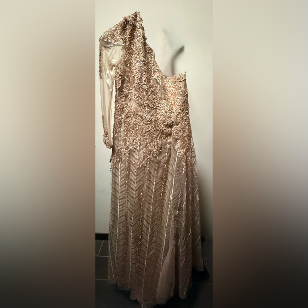 Tadashi Shoji Blush One-Shoulder Wedding Dress